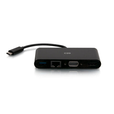 Legrand C2G C2G29828 | USB-C to HDMI, VGA, USB-A, and RJ45 Multiport Adapter - 4K 30Hz - Black