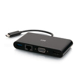 Legrand C2G C2G29828 | USB-C to HDMI, VGA, USB-A, and RJ45 Multiport Adapter - 4K 30Hz - Black