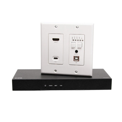 Legrand C2G C2G30011 | HDMI HDBaseT + USB-C, 3.5mm, and USB-B to A over Cat Extender Dual Gang Wall Plate Transmitter to Box Receiver - 4K 60Hz