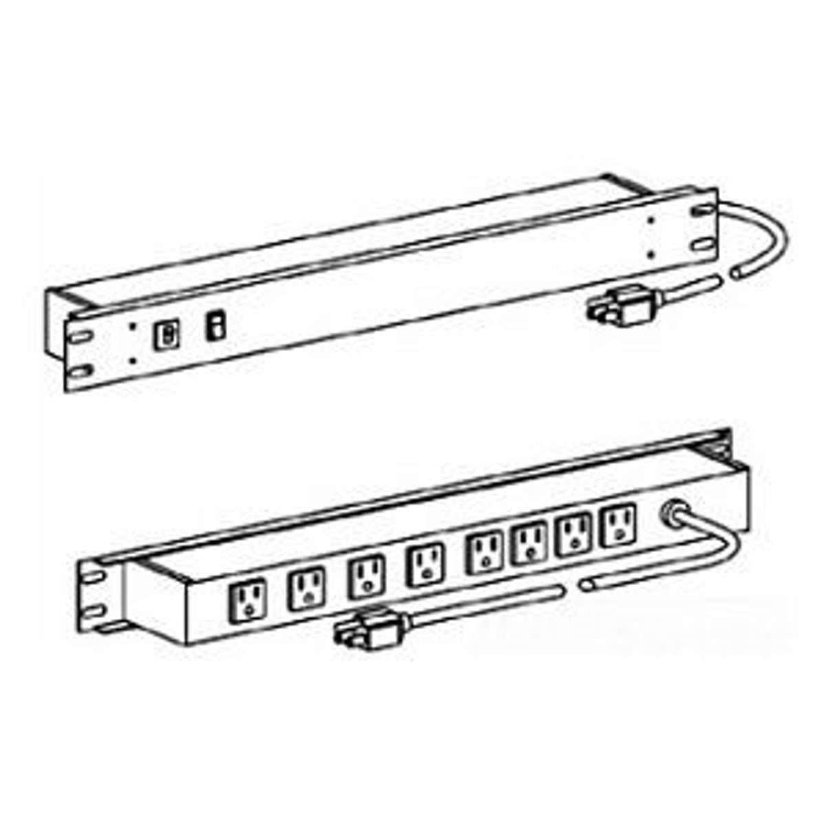 Legrand J60B2B | Rackmount, 19in black with 3 5-15r