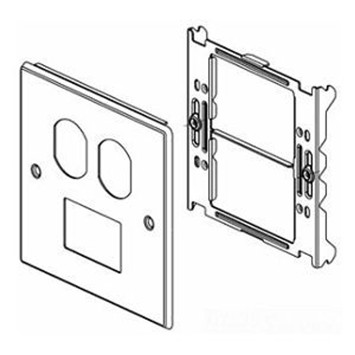 Legrand V4047BT | 4047 Two-Gang Cover and Ortronics TrakJackI Mini Adapter Fitting, Ivory