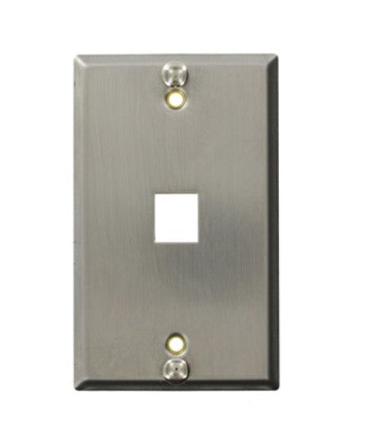 Leviton 4108W-0SP | Stainless Steel QUICKPORT Telephone Wallplate, 1-Port