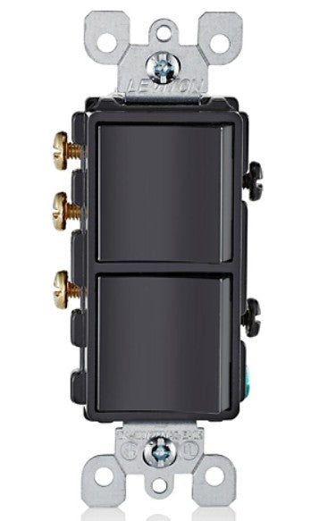 Leviton 5641-E | 15 Amp Decora Single-Pole / 3-Way Combination Switch, Grounding, Black