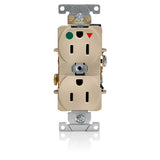 Leviton Manufacturing 8200-IGI | 15 AMP Isolated Ground Duplex Receptacle/Outlet, Hospital Grade, Self-Grounding