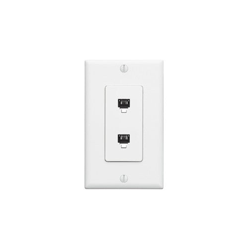 Leviton Manufacturing Co 40144-W | Decora Telephone Wall Jack Assembly, 6P4C + 6P4C, Screw Terminals, White