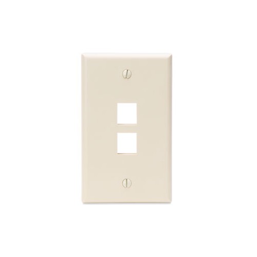 Leviton Manufacturing Co 41080-2TP | Single-Gang QUICKPORT Wallplate, 2-Port, Light Almond
