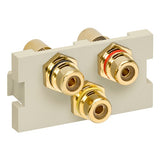 Leviton Manufacturing Co 41292-3RI | RCA Composite Feedthrough MOS Connector, Ivory