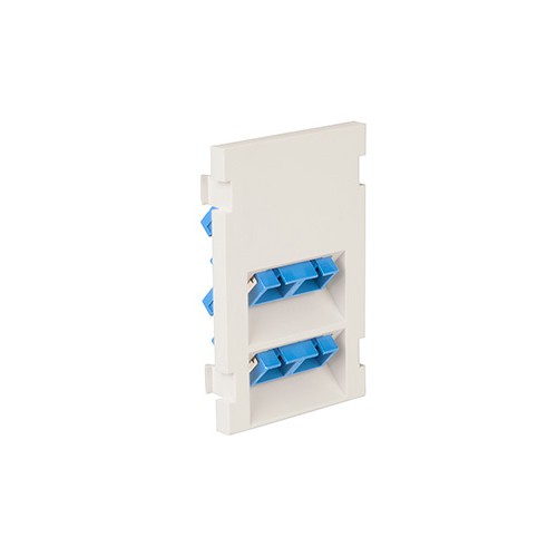 Leviton Manufacturing Co 41293-4CW | Duplex SC Angled Fiber Adapter MOS Module, Zirconia Ceramic Sleeve, 3 Units High, White