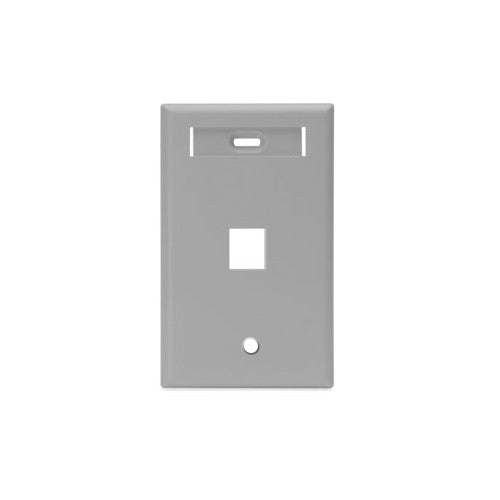 Leviton Manufacturing Co 42080-1GS | Single-Gang QUICKPORT Wallplate with ID Window, 1-Port, Gray