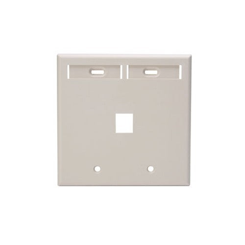Leviton Manufacturing Co 42080-1TP | Dual-Gang QUICKPORT Wallplate with ID Windows, 1-Port, Light Almond