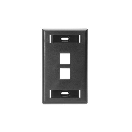 Leviton Manufacturing Co 42080-2ES | Single-Gang QUICKPORT Wallplate with ID Windows, 2-Port, Black