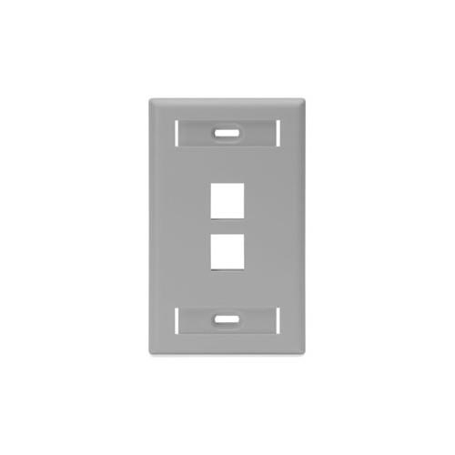 Leviton Manufacturing Co 42080-2GS | Single-Gang QUICKPORT Wallplate with ID Windows, 2-Port, Gray