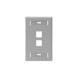Leviton Manufacturing Co 42080-2GS | Single-Gang QUICKPORT Wallplate with ID Windows, 2-Port, Gray