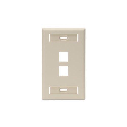 Leviton Manufacturing Co 42080-2IS | Single-Gang QUICKPORT Wallplate with ID Windows, 2-Port, Ivory