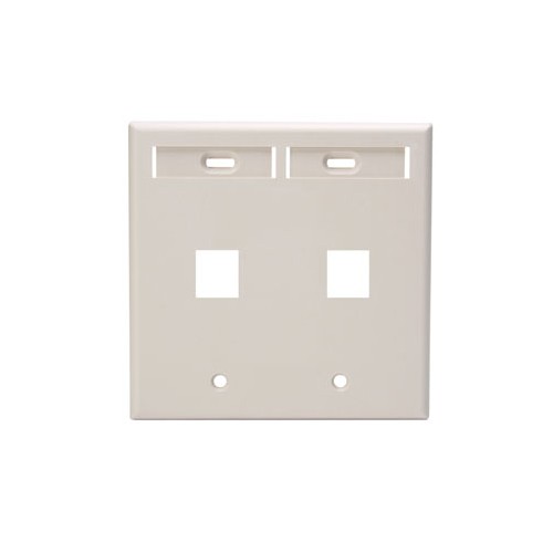Leviton Manufacturing Co 42080-2TP | Dual-Gang QUICKPORT Wallplate with ID Windows, 2-Port, Light Almond