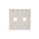 Leviton Manufacturing Co 42080-2TP | Dual-Gang QUICKPORT Wallplate with ID Windows, 2-Port, Light Almond