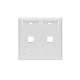 Leviton Manufacturing Co 42080-2WP | Dual-Gang QUICKPORT Wallplate with ID Windows, 2-Port, White