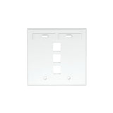 Leviton Manufacturing Co 42080-3WP | Dual-Gang QUICKPORT Wallplate with ID Windows, 3-Port, White