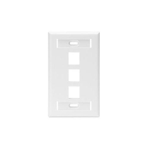 Leviton Manufacturing Co 42080-3WS | Single-Gang QUICKPORT Wallplate with ID Windows, 3-Port, White