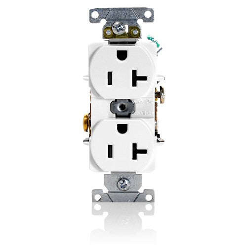 Leviton Manufacturing Co 5362-SW | 20 Amp Duplex Receptacle/Outlet, Industrial Grade, Self-Grounding
