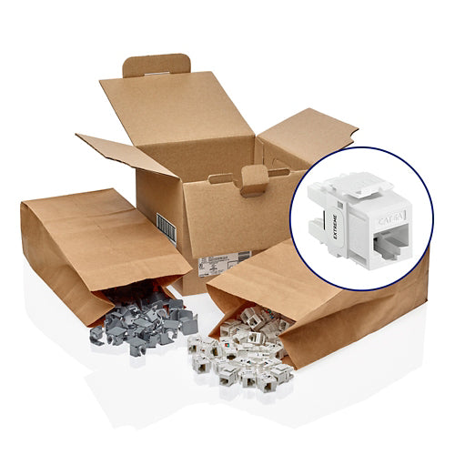 Leviton Manufacturing Co 6110G-2W6 | Extreme Cat 6A Quickport Jack, Channel-rated, Green 200-pack, White
