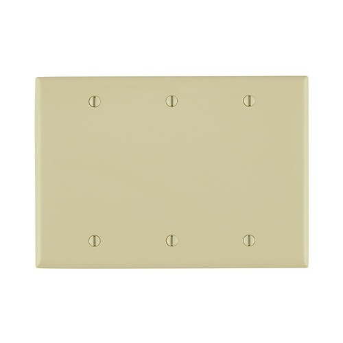 Leviton Manufacturing Co 80735-I | 3-Gang Blank Wallplate, Standard Size, Thermoplastic Nylon, Ivory