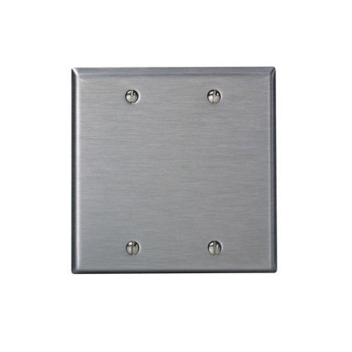 Leviton Manufacturing Co 84025 | 2-Gang Blank Wallplate, Standard Size, Magnetic Stainless Steel