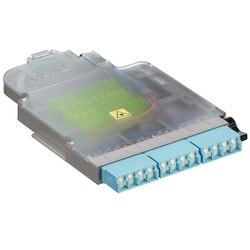 Leviton Manufacturing Co SPLCH-12AQ | HDX Fiber Splice Module 12 Female Om4 LC Shuttered Aqua