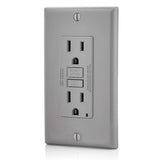 Leviton Manufacturing GFNT1-GY | 15 AMP, Self Test, Non Tamper-Resistant GFCI Outlet with LED Indicator Light
