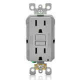 Leviton Manufacturing GFNT1-GY | 15 AMP, Self Test, Non Tamper-Resistant GFCI Outlet with LED Indicator Light