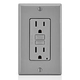 Leviton Manufacturing GFNT1-GY | 15 AMP, Self Test, Non Tamper-Resistant GFCI Outlet with LED Indicator Light