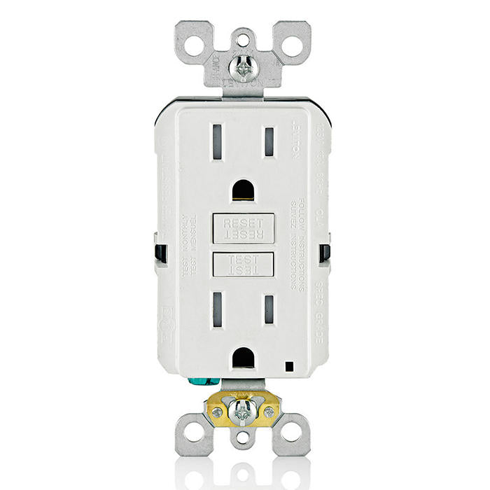 Leviton Manufacturing GFTR1-W | 15 Amp, Self Test, Tamper-Resistant Slim GFCI Outlet with LED Indicator Light