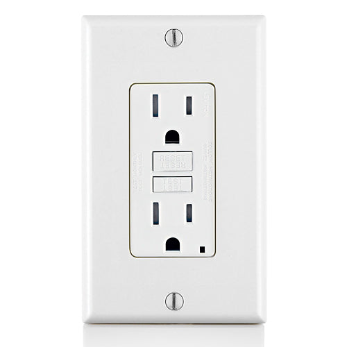 Leviton Manufacturing GFTR1-W | 15 Amp, Self Test, Tamper-Resistant Slim GFCI Outlet with LED Indicator Light