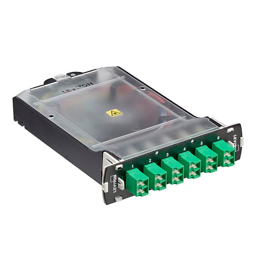 Leviton SPLCS-2VL | SDX Pigtail Fusion Splice Module Pre-Loaded With Duplex Shuttered LC Adapters (Green) And 12-Fiber Os2 Lc/Apc Individual Pigtails