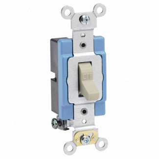 Leviton 1201-2I | 15 Amp, 120/277 Volt, Toggle Single-Pole AC Quiet Switch, Extra Heavy Duty Spec Grade, Self Grounding, Back & Side Wired - IVORY