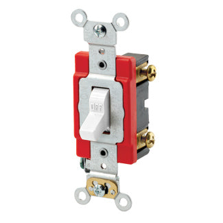 Leviton 1221-2W | 20 Amp, 120/277 Volt, Toggle Single-Pole AC Quiet Switch, Extra Heavy Duty Spec Grade, Self Grounding, Back & Side Wired - WHITE