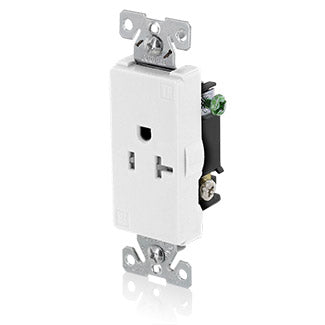 Leviton 16351-SGW | Decora Plus Single Receptacle Outlet, Commercial Specification Grade, Tamper-Resistant, Smooth Face, Self-Grounding - White