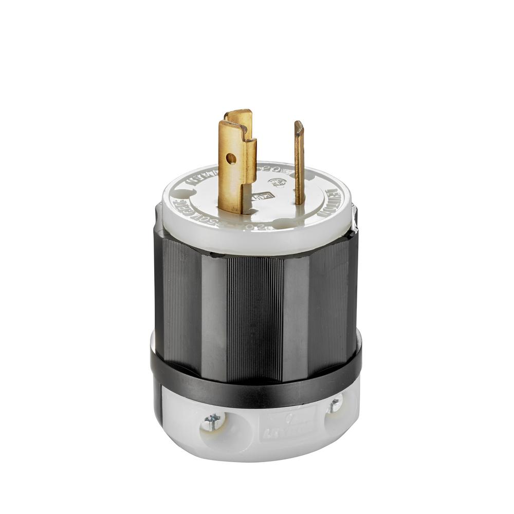 Leviton 2321 | Locking Plug, 20 Amp, 250 Volt, Industrial Grade - Black & White