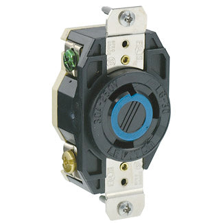 Leviton 2620 | 30 Amp, 250 Volt, NEMA L6-30R, 2P, 3W, Flush Mtg Locking Receptacle, Industrial Grade, Grounding, V-0-MAX - BLACK