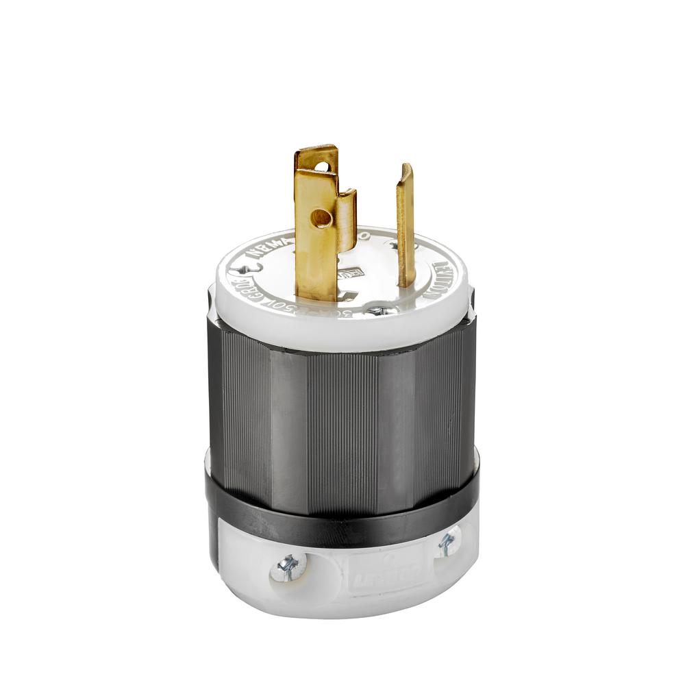 Leviton 2621 | Locking Plug, 30 Amp, 250 Volt, Industrial Grade - Black & White