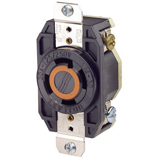 Leviton 2710 | 30 Amp, 125/250 Volt, NEMA L14-30R, 3P, 4W, Flush Mtg Locking Receptacle, Industrial Grade, Grounding, V-0-MAX - BLACK