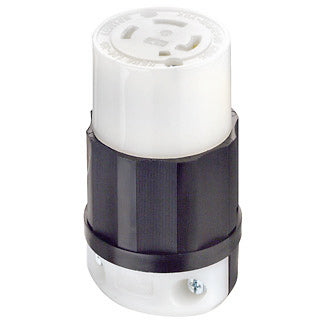 Leviton 2723 | 30 Amp, 250 Volt 3-Phase, NEMA L15-30R, 3P, 4W, Locking Connector, Industrial Grade, Grounding - BLACK-WHITE