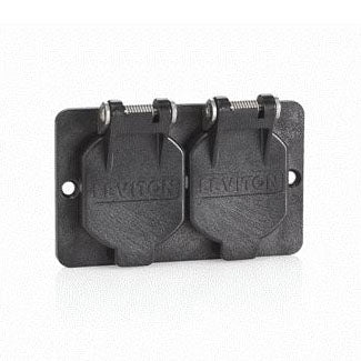 Leviton 3056-E | Coverplate, Single-Gang, Flip-Lid, Duplex, Weather-Resistant - BLACK