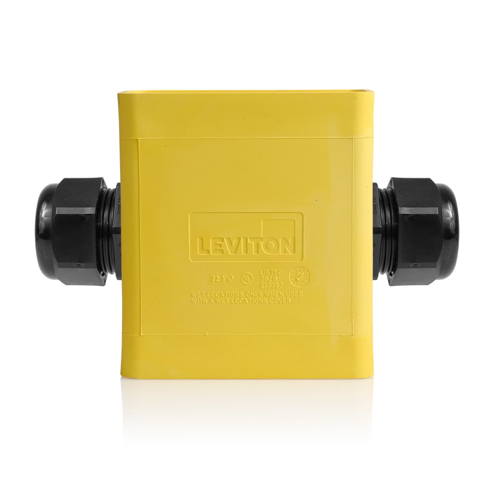 Leviton 3099F-2Y | Single-Gang Portable Outlet Box, Extra Deep, Feed-Thru Style