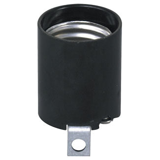 Leviton 3352-F | Medium Base, One-Piece, Keyless, Incandescent, Phenolic Lampholder, Bracket Mount, Single Circuit, Back Wired, - Black
