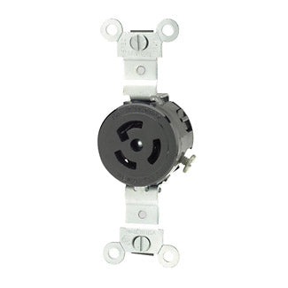 Leviton 4710 | 15 Amp, 125 Volt, NEMA L5-15R, 2P, 3W, Single Locking Receptacle, Industrial Grade, Grounding - BLACK