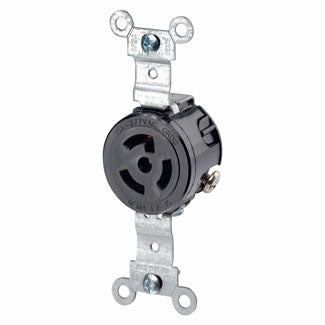 Leviton 4760 | 15 Amp, 277 Volt, NEMA L7-15R, 2P, 3W, Single Locking Receptacle, Industrial Grade, Grounding - BLACK