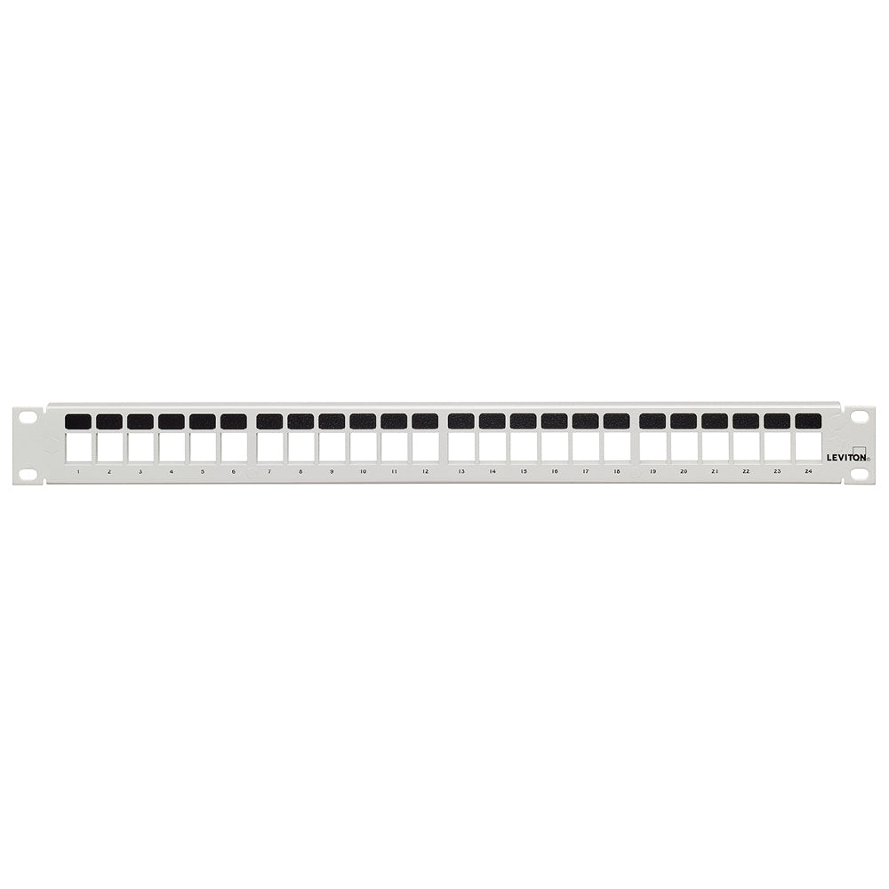 Leviton 49255-W24 | 24-Port 1RU Flat QuickPort Patch Panel, White