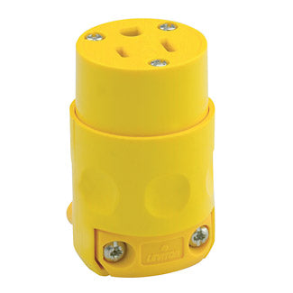 Leviton 515CV | 15 Amp, 125 Volt, NEMA 5-15R, 2Pole, 3Wire Connector, Straight Blade - Yellow