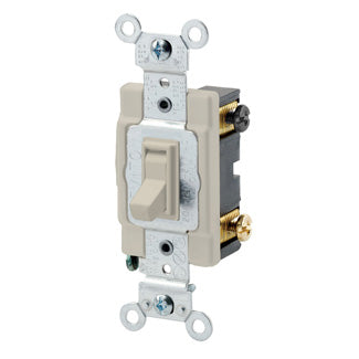 Leviton 54504-2I | 15 Amp, 120/277 Volt, Toggle Framed 4-Way AC Quiet Switch, Commercial Spec Grade, Grounding, Side Wired, - Ivory